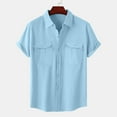 thumbnail image 2 of Sentmoon Mens Tee Shirts Collar Linen Spring Tops for Men Short Sleeve Solid Color Stretchy Loose Summer Outfits Fashion for Lounge at Home L, 2 of 9