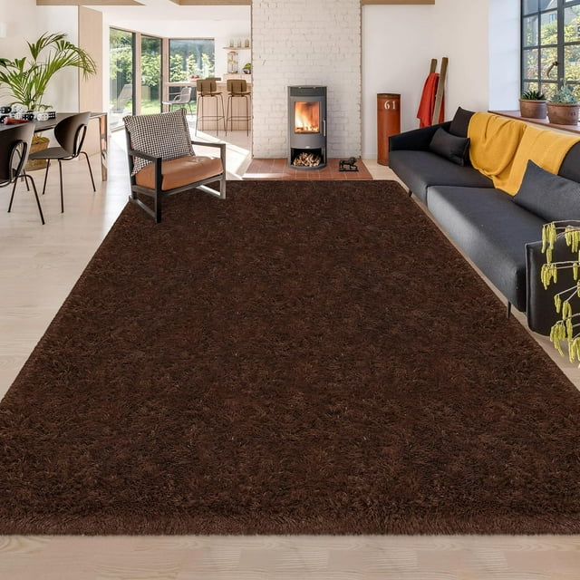 6x9 Ft Brown Area Rug for Bedroom Living Room,Washable Soft Shaggy Fluffy Large Chocolate Rugs,Non Slip Fuzzy Furry no Shedding Thick Big Carpets for Nursey Kid Girl Boys Teen Home Chritmas Decor