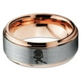 thumbnail image 2 of Tungsten Strong Bodybuilder Carrying Rock Band Ring 8mm Men Women Comfort Fit 18k Rose Gold Step Bevel Edge Brushed Polished, 2 of 4