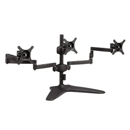 Double Arm Desk Mount - Elitech Aluminum Alloy Triple Monitor Stand Table Desk Mounts for Three LCD Monitors, Free Standing, Fully Adjustable Double Arms