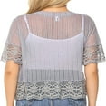 thumbnail image 3 of MesaSe Women Open Front Shrug Short Sleeve Lace Patchwork Sheer Cover Up, 3 of 5