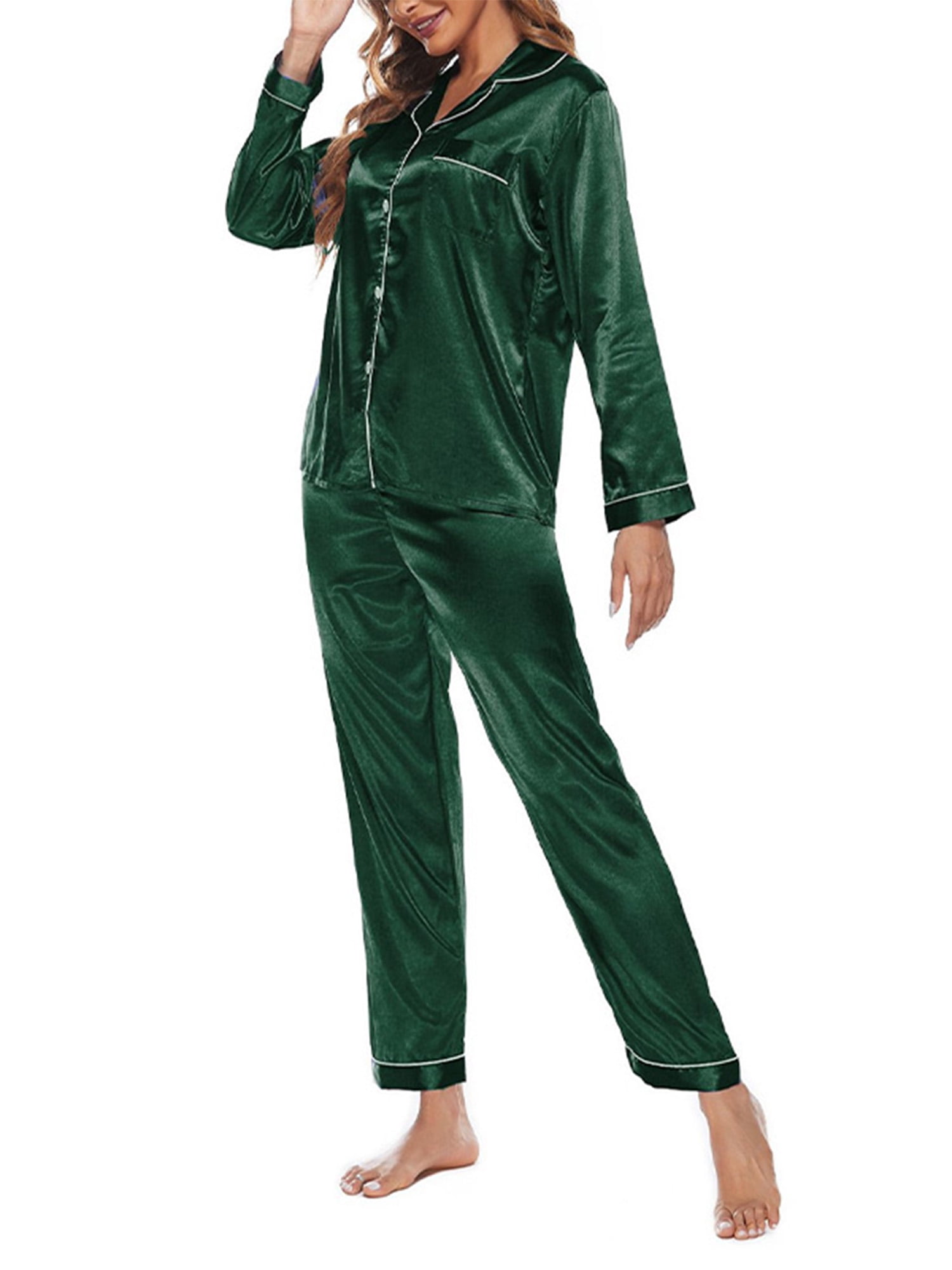 Haite Women Pajamas Set Long Sleeve Sleepwear ButtonDown Nightwear