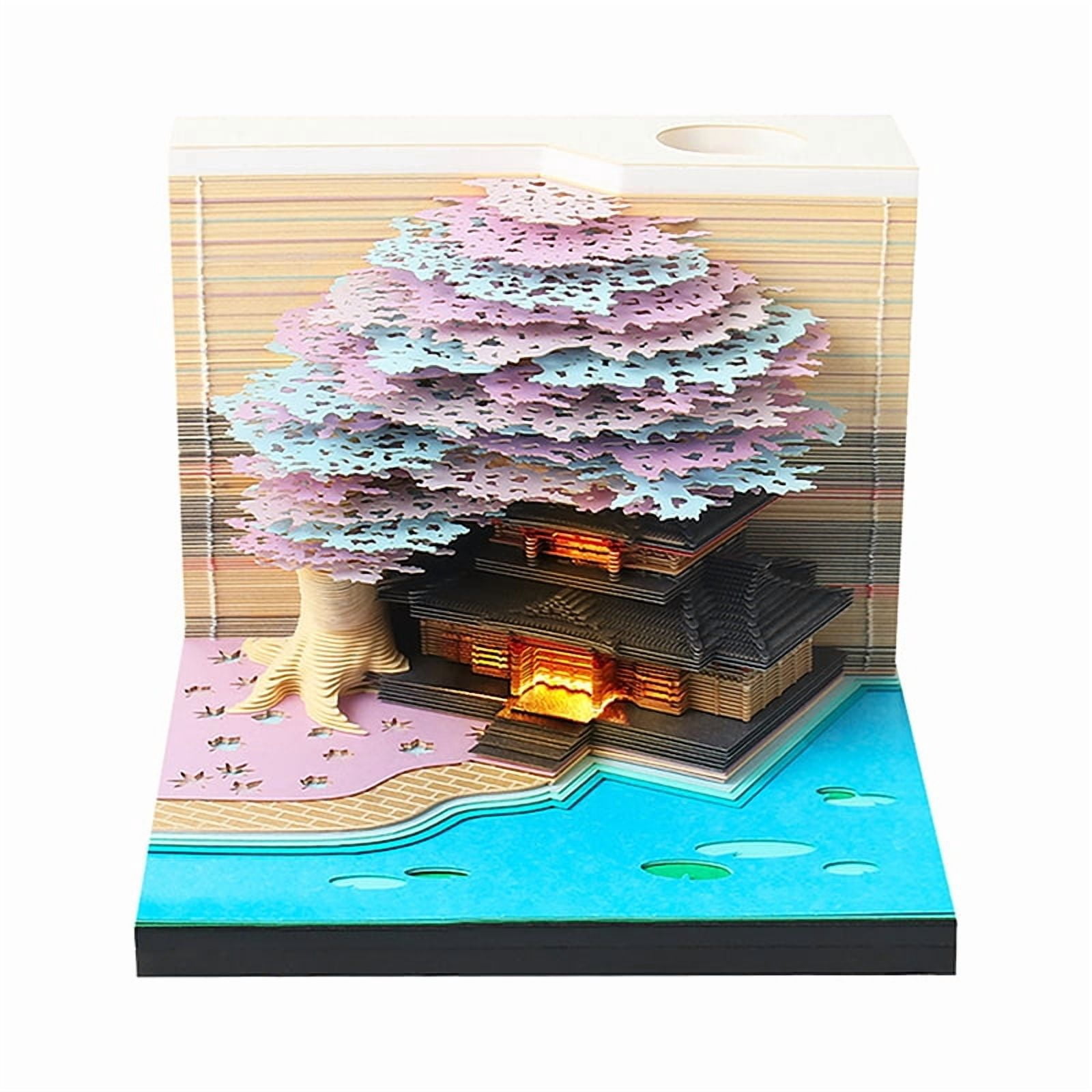Time Piece Calendar 2026 Desk Calendar With LED Light 3D Tear-away Calendar Paper Carving Art Pad Notepad Gift Christmas