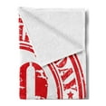thumbnail image 2 of 70th Birthday Soft Flannel Fleece Throw Blanket, 70 Years Congrats Grunge Looking Stamp in Vintage Old Design, Cozy Plush for Indoor and Outdoor Use, 60" x 80", White Red, by Ambesonne, 2 of 5
