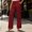 Red women's high waisted trousers with pockets a1, variant on Usloyux Women's Straight Leg High Waisted Trousers with Pockets Solid Elegant Office Long Pants Casual Workwear Bottoms, Light Blue XL