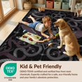thumbnail image 4 of Design&I 6'x9' Washable Area Rug Gothic Round Skull Moth Whimsigoth Pentagram Border Moody Snake Flowing Dynamic for Queen Size Bedroom, Under Bed, Sleek Flatweave Pet Friendly, 4 of 7