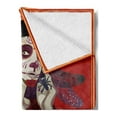 thumbnail image 2 of Day of the Dead Soft Flannel Fleece Throw Blanket, Skull Dead Corpse Girl Hat and French Dress, Cozy Plush for Indoor and Outdoor Use, 50" x 70", Maroon Ruby and Burgundy, by Ambesonne, 2 of 5