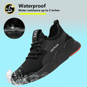 ulogu Anti-puncture Safety Toe Shoes for Men Women Waterproof Industrial Work Shoes Non-slip Steel Toe Shoes Construction Composite Toe Shoes (Men Size 8.5, Black)