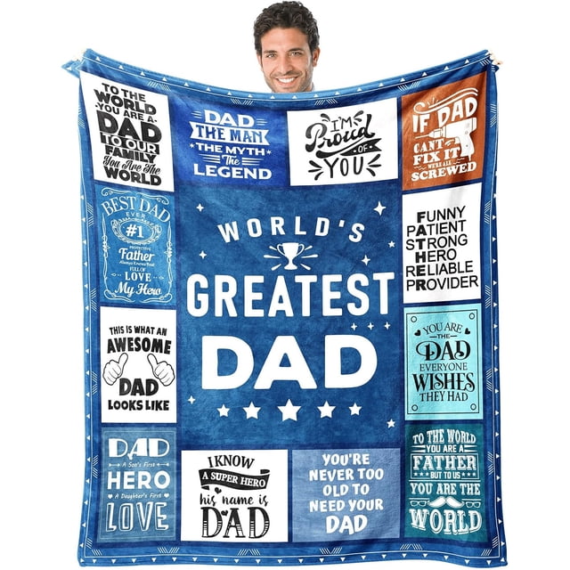 LHSHID Dad Blanket Gifts for Dad on Fathers Day from Daughter or Son World's Greatest Dad Blanket Christmas Birthday Present for Father New Dad Gifts Ideas 40"x50"