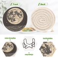 thumbnail image 4 of Yayeee 6 PCS Drink Coasters with Holder Set Woven Absorbent Round Tabletop Hot Pad, Beige Moon, 4 of 7