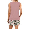 thumbnail image 7 of GILIGEGE Two Piece Sets for Women Floral Summer Short Set Bermuda Boho Shorts Elastic Waist Graphic Shorts Hawaiian Outfits Workout Square Neck Sleeveless Tops Travel Beach Outfits Light Pink, 7 of 7