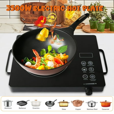 Hinzonek 3500W Electric Ceramic Stove Portable Hot Plate Single Burner Infrared Induction Cooker Home Cooktop Cooking Furnace for All Cookware US 110V