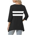 thumbnail image 3 of Women's V-Neck Tunic Tops Loose Fit Fall Casual 3/4 Length Sleeve Tee Shirt Asymmetrical Hem T-shirts with Prints (L, Black), 3 of 6