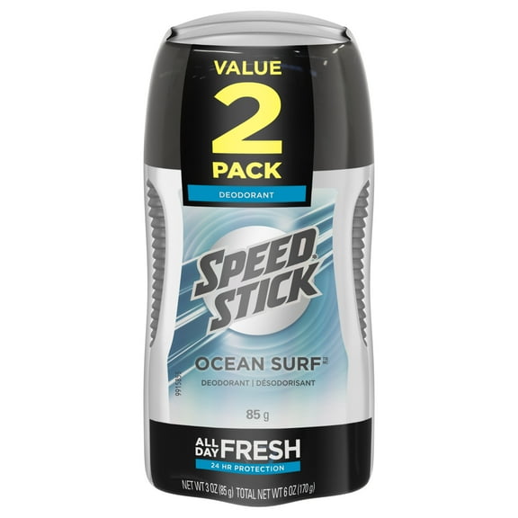 Speed Stick Clear Solid Deodorant, 24 HR, Ocean Surf, 3 OZ - 2 Pack