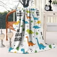 thumbnail image 2 of White Cartoon Dinosaurs Motivational Pattern Blanket,Comfortable Soft Flannel Throw Blanket,All Season,Warm Lightweight Blankets for Sofa Bed Couch Living Room Chair,40"x50", 2 of 4