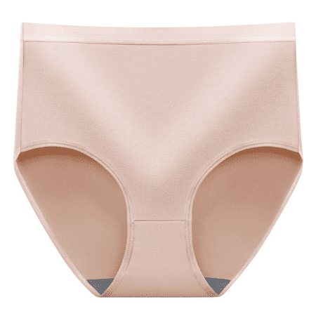 Fulorrnie Underwear for Women Plus Size High Waist Comfort Panties Cute Breathable Elastic Stretchable Panty Beige M
