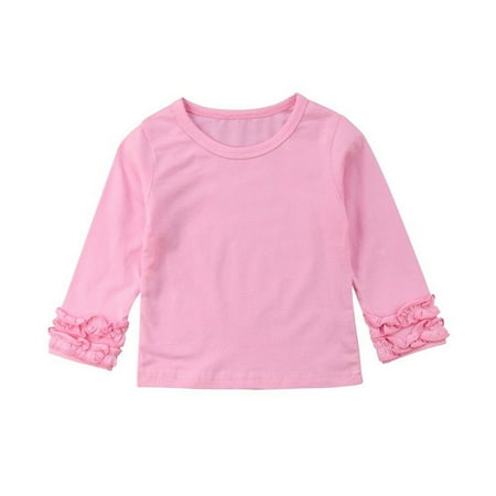 

Vigorbear Fashion Toddler Kids Baby Girls Puff Long Sleeve T-shirt Crew Neck Cotton Ruffles Solid Color Tops Spring Autumn Clothes