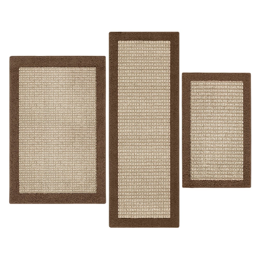 Mainstays Machine Washable Faux Sisal Accent Rug Set, Brown, 3Piece