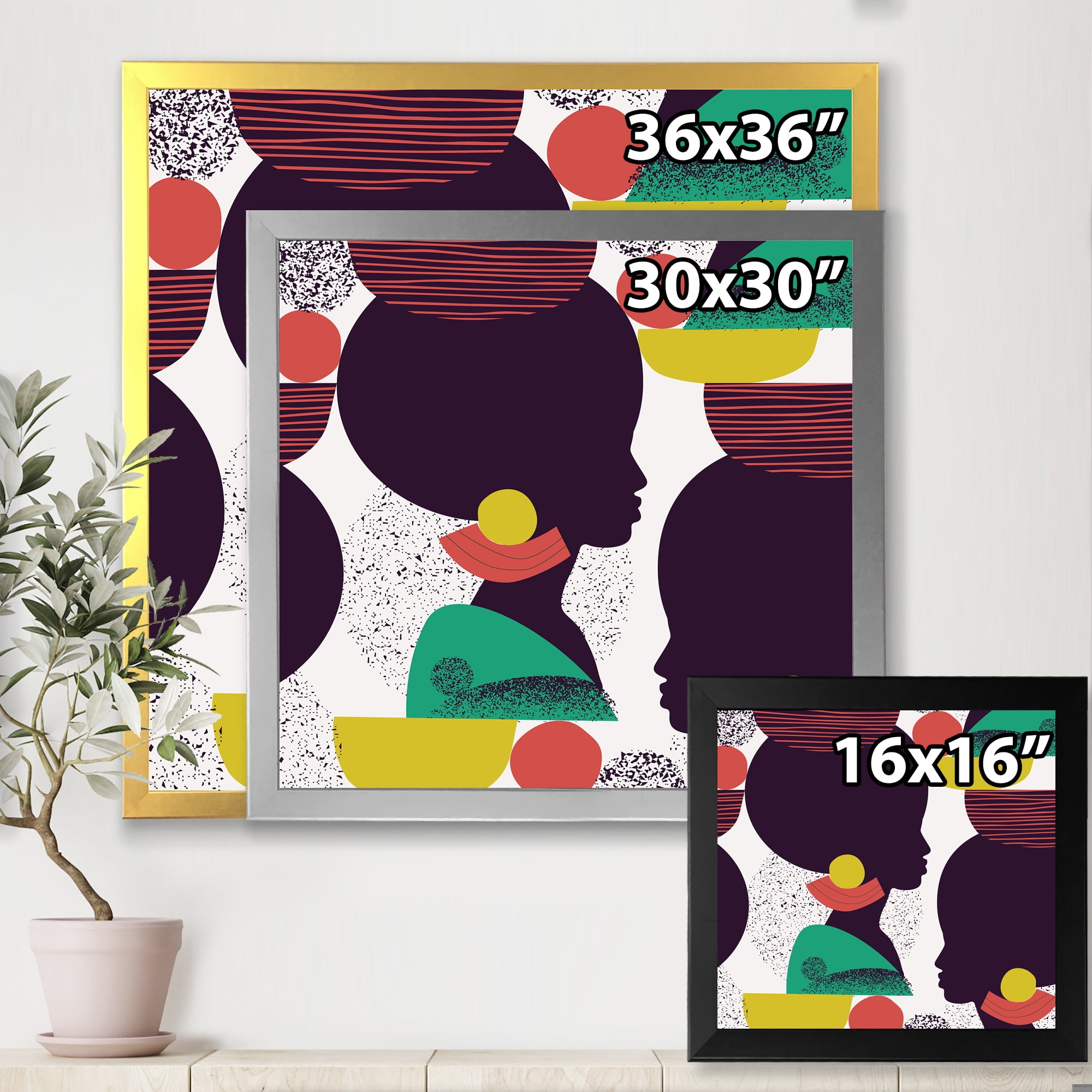 Designart 'Ethnic Geometric Silhouette of African American III' Modern Framed Art Print