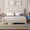 Beige, variant on Full Size Bed Frame with LED Lights and Charging Station, Fabric Upholstered Platform with Headboard, Upholstered Teddy Fabric with Charging Station, No Box Spring Required, Easy Assembly, Gray