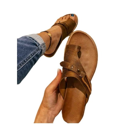 

ANYSENSEPS Women Orthotic Sandals Bunion Correction Gladiator Flat Slide Slipper Toe Ring Flip Flop Shoes