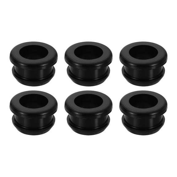 6 Pack Rubber Grommets Fit 0.63" (16mm) Hole Dia.0.47" (12mm) H 0.24"(6mm) ID Hole Top Hat Grommet Silicone Rubber Hole Plug Gasket, Black