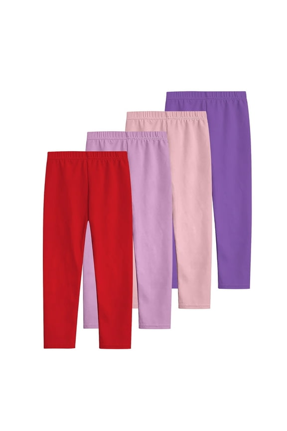 3-12 Years Kids Girls 4 PCS Leggings Stretchy Tights Lycra Compression Pants Comfortable Softness Breathable Pantyhose