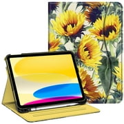 Fintie Case for iPad (A16) 11th Generation 11 Inch (2025), iPad 10th Generation 10.9 Inch (2022), Multi-Angle Viewing Protective Stand Cover, Pencil Holder & Pocket, Sunflowers
