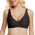 thumbnail image 3 of BWASD 3PC Bras for Women Deep V No Underwire Seamless Wirefree Bralette Push Up Support Lift Thin Strap Plunge Bra Everyday Wear Black XXXXL, 3 of 7