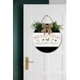 thumbnail image 4 of Bees & Butterflies Welcome Here Front Door Sign Funny Wreaths Hanging Wooden Plaque Decoration Round Rustic Wood Farmhouse Porch Decor for Home Front Door Decor, 11 x 11 Inch, 4 of 9