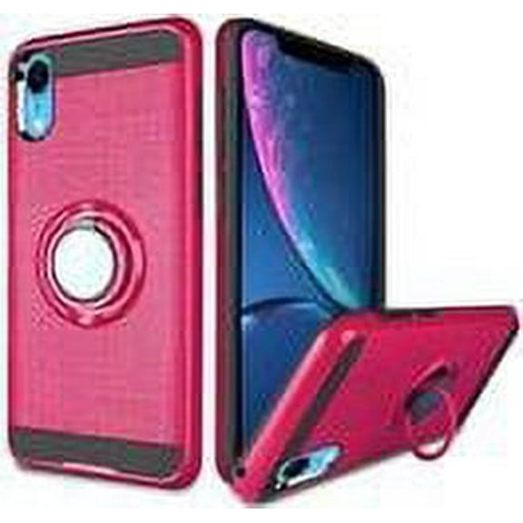 GSA Brushed Matte Hybrid Case w/Ring Stand for iPhone XR (6.1") Hot Pink