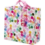 10" Large Square Gift Bag (Watercolor Dots, Just for You) for Birthdays, Mothers Day, Easter, Retirements and More
