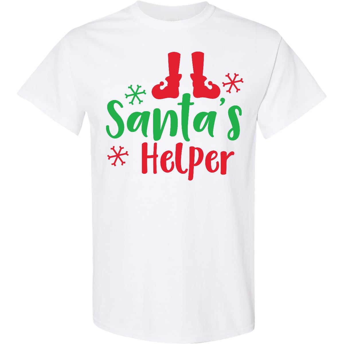 Inktastic Santa's Helper, Elf Shoes, Snowflakes, Christmas T-Shirt