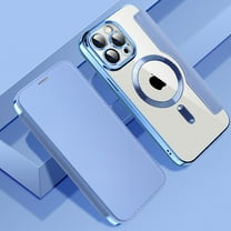 Nalacover Case for iPhone 13 Pro Max,Compatible with MagSafe Charging,Wallet Cover with RFID Blocking Card Slots,Shockproof PU Leather Magnetic Closure Folio Plating Clear Phone Case,Blue