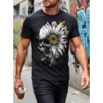 thumbnail image 2 of Skull Daisy Floral Art Gothic Graphic Tee for Men Women, Creepy Cute Flower Skeleton Short Sleeve T-Shirt, Casual Crew Neck Top for Halloween Gift, 2 of 11