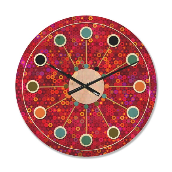 Designart 'Circular Retro Pattern Design II' Mid-Century Modern Wood Wall Clock