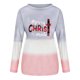 thumbnail image 3 of Pntutb Mujeres Moda O-cuello Navidad Mangas largas tops Blusa Gradiente Sudadera Pntutb Pntutb-2316, 3 of 9