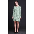 thumbnail image 2 of Bimba Robe Midi à Manches Longues Imprimé Floral Feuilles Vertes & Oiseau Flowerpecker pour Femmes-Moyen, 2 of 7