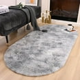 thumbnail image 2 of Homore Ultra Soft Modern Oval Rugs for Bedroom,2.6' x 5.3',Tie Dyed Gray, 2 of 7