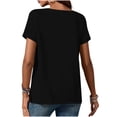 thumbnail image 6 of ClodeEU Women's Summer Short Sleeve Tops ,Crew Neck Side Button Shirts ,Casual Loose Fit T-Shirt Black,Womens Plus S, 6 of 7