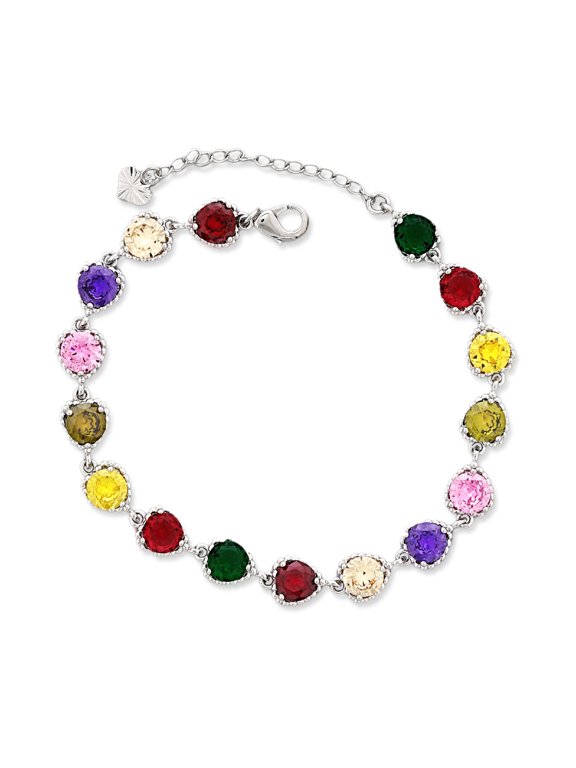 Kaash Custom Silver Color CZ Stones Fine Anklet for Women, in Brass Metal