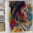 thumbnail image 6 of Orinice Woman with Hoop Earrings Bathroom Decor Set Colorful Luxurious Graphic Print Polyester Fabric Chic Modern Shower Curtain with Hooks 69x72, 6 of 7