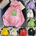 thumbnail image 4 of Womens Kawaii Cartoon Graphic Hoodie for Women 2024 Women's Teen Girls Cute Frog Hoodies Sweatshirts Loose Hooded Pullover Tops Shirts Blouses, 4 of 4