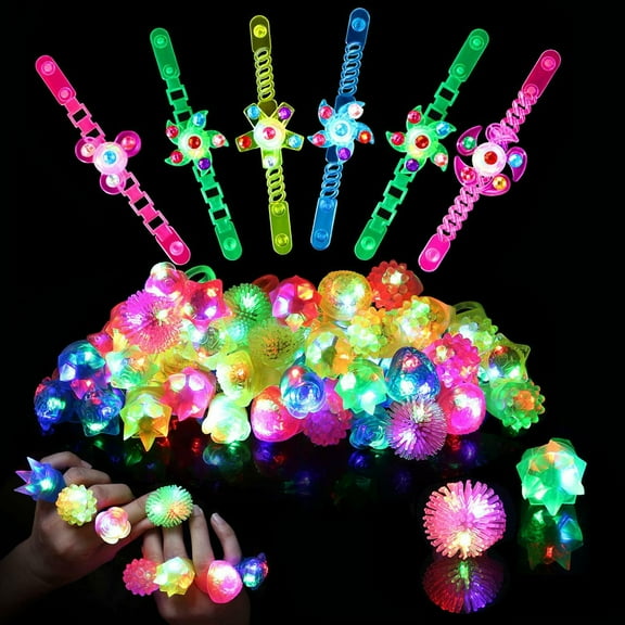 Light Up Rings LED Bracelets Party Favors for Kids Birthday 36pk Prizes Box