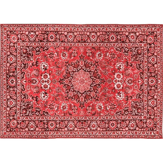Ahgly Company Indoor Rectangle Medallion Red Traditional Area Rugs, 2' x 4'