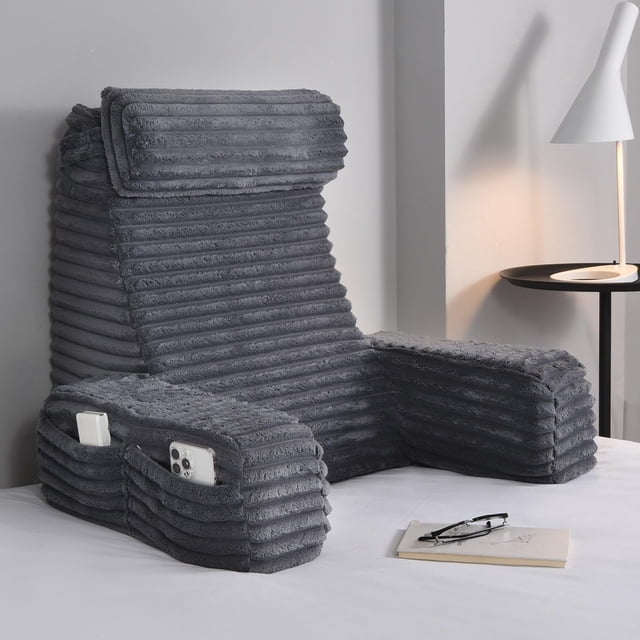 Almohada de lectura ENITYA para cama y sentado con bolsillos de almacenamiento