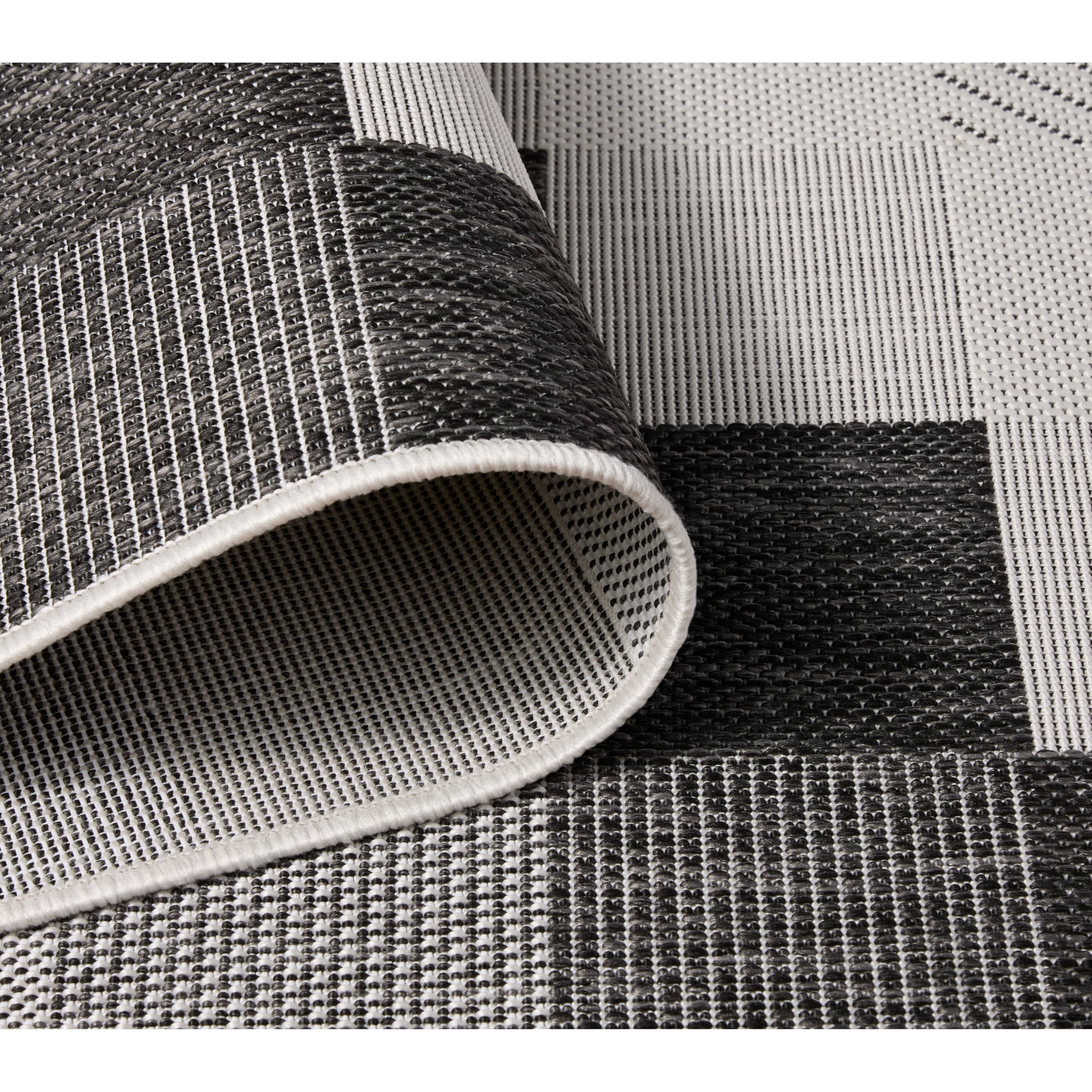 NICOLE MILLER NEW YORK Patio Country Ombre Chevron Indoor Outdoor Area Rug, UV Fade Resistant, Low Pile, Black/Cream, 6'6"x9'2"