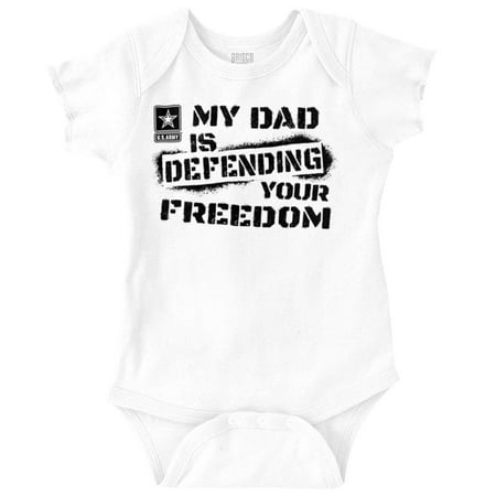 

My Dad Defends Your Freedom US Army Romper Boys or Girls Infant Baby Brisco Brands NB
