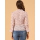 thumbnail image 5 of Blusa floral de gasa semitransparente con cuello volante y manga fruncida para mujer Rosa XL Unique Bargains Blusa, 5 of 6