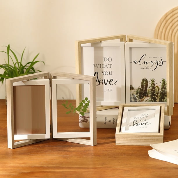 JIEMUCES Double Picture Frame Vertical Rotating Bi-fold Photo